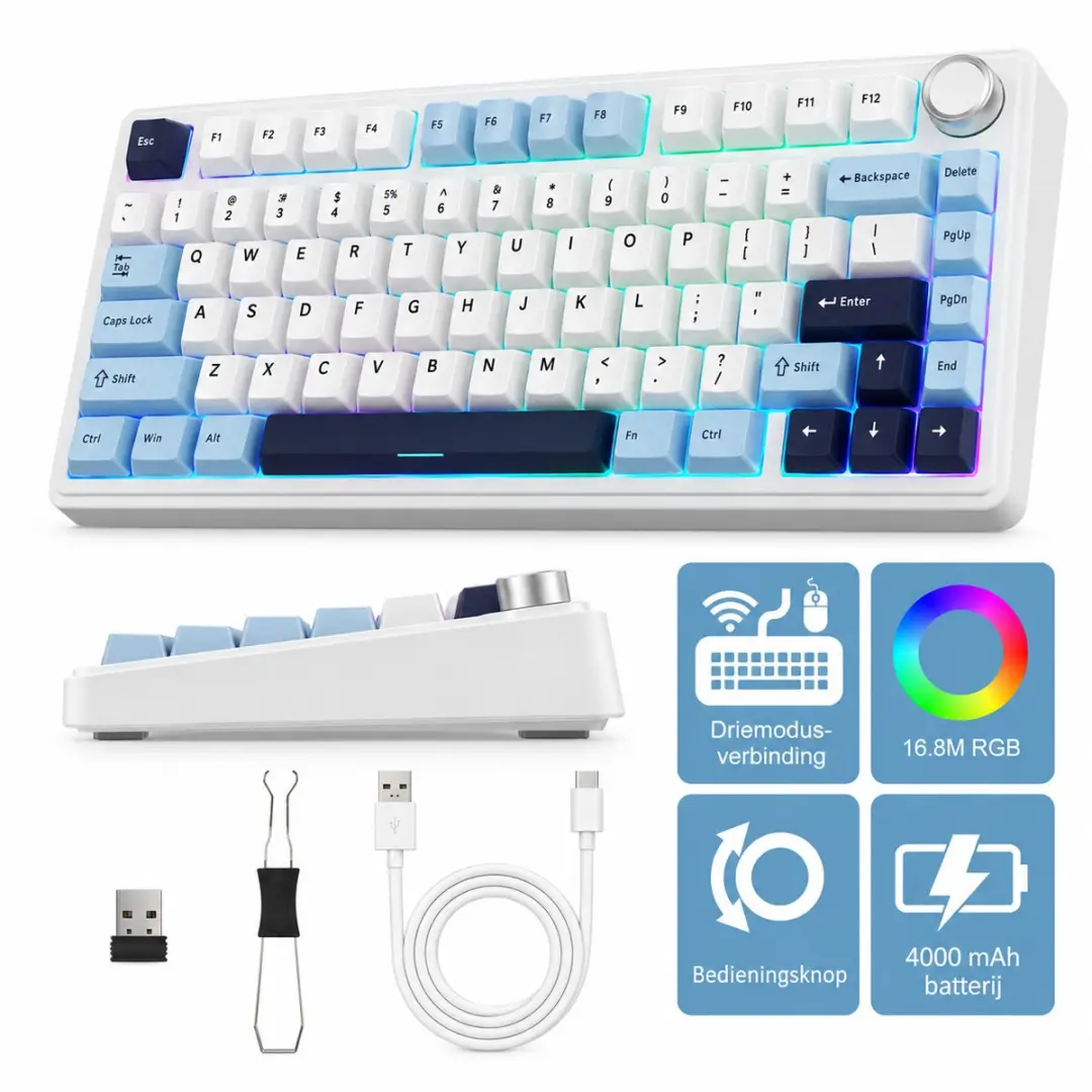 AULA F75- Mechanisch Draadloos Toetsenbord Gaming- RGB