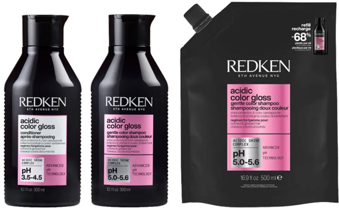 Redken Acidic Color Gloss Shampoo 300ml + Conditioner 300ml + Shampoo Refill 500