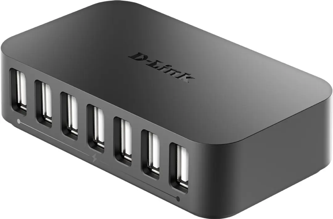 D-Link DUB-H7 USB 2.0 Hub - 7 Poorten - Zwart - afbeelding 2 van 6