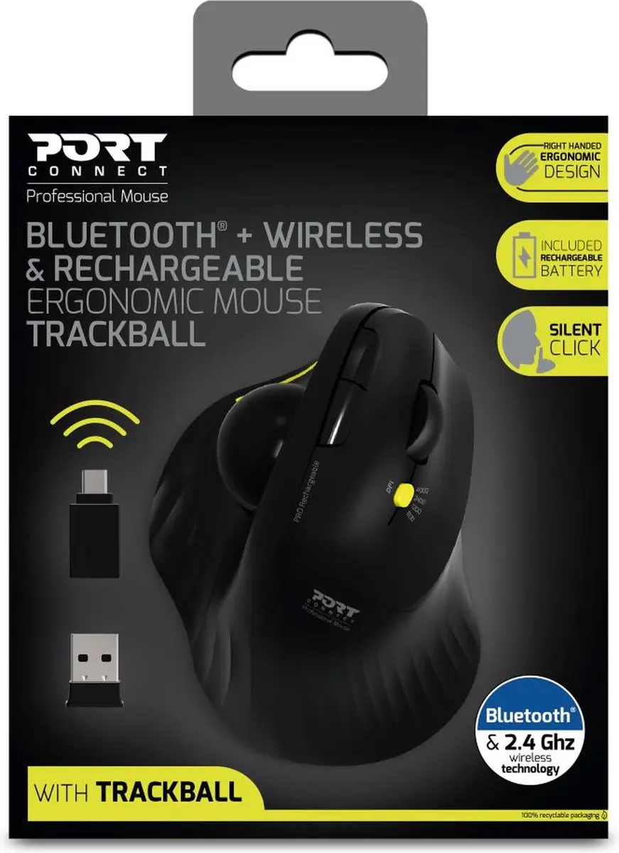 PORT Designs Port Connect 900719 Trackball Muis - Zwart - afbeelding 6 van 6