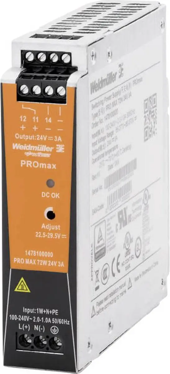 Weidmüller 1478100000 DIN-rail netvoeding 24 V/DC 3 A