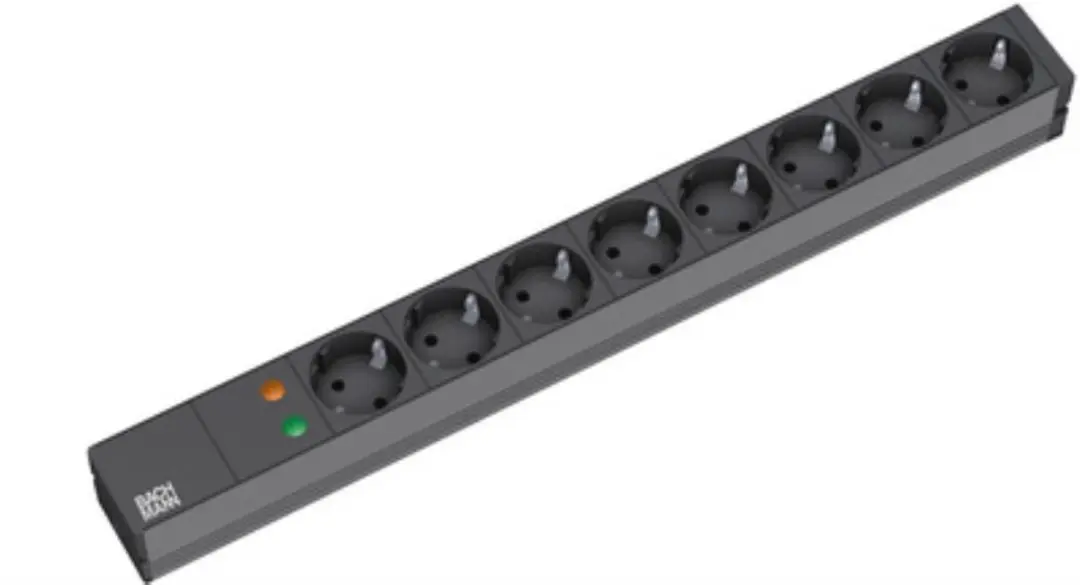 Bachmann Stekkerdoos 8-voudig - 2 m - Zwart - afbeelding 2 van 4