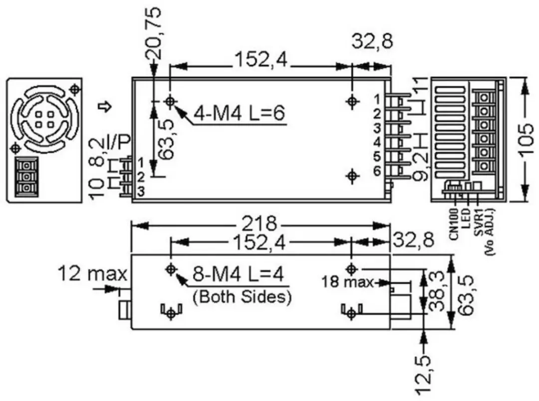 Mean Well HRPG-600-48 Schakelnetvoedingsmodule 48V 13A - afbeelding 2 van 2