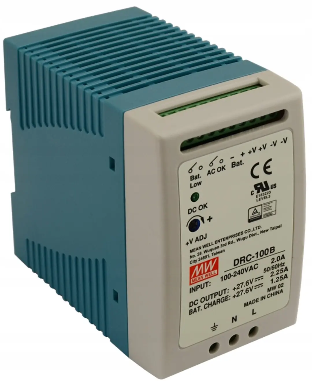 Mean Well DRC-100B DIN-rail Netvoeding 27.6V 96W - afbeelding 2 van 4
