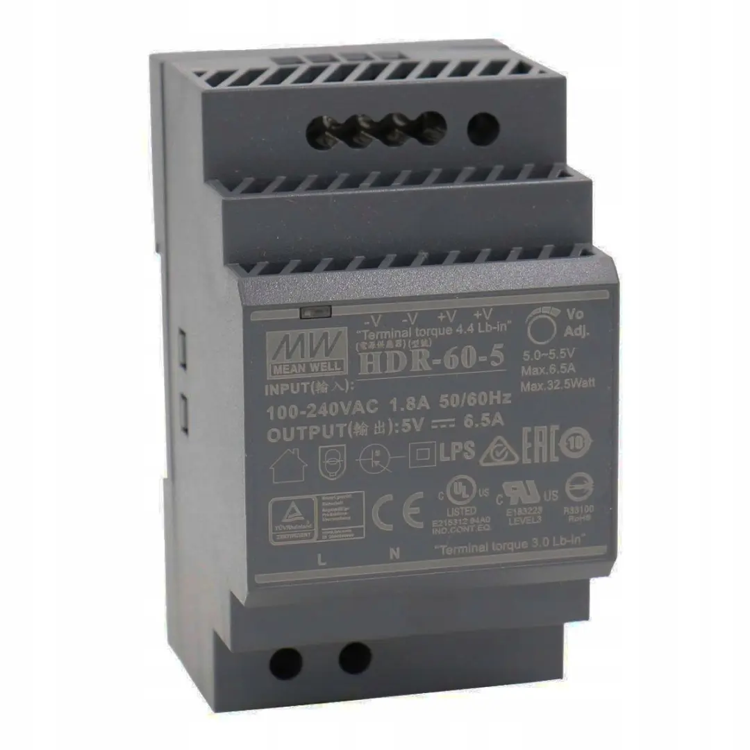 Mean Well HDR-60-5 DIN-rail netvoeding