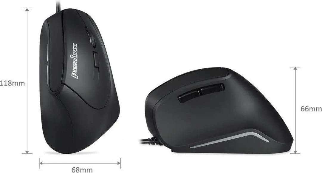 Perixx PERIMICE-515 II Verticale Muis - Zwart - afbeelding 2 van 6