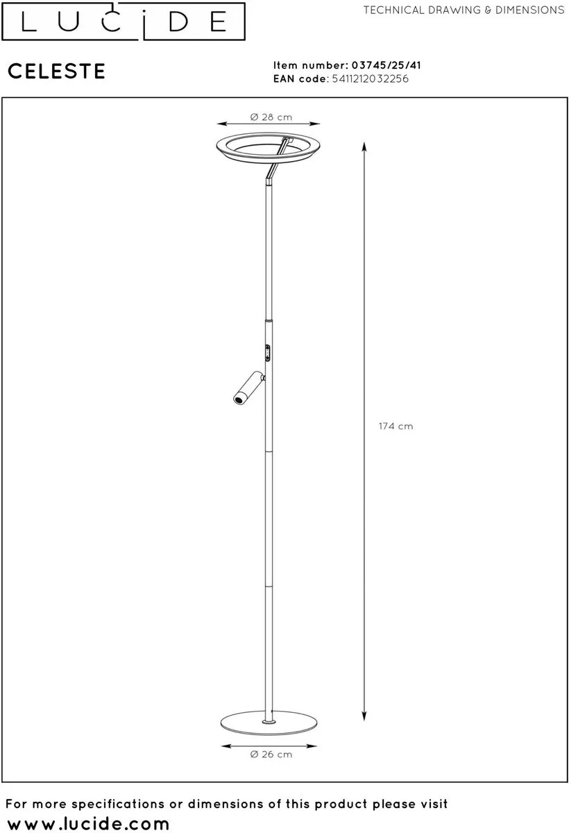 Lucide Celeste Vloerlamp Ø28cm - LED Dimbaar 2700K Taupe