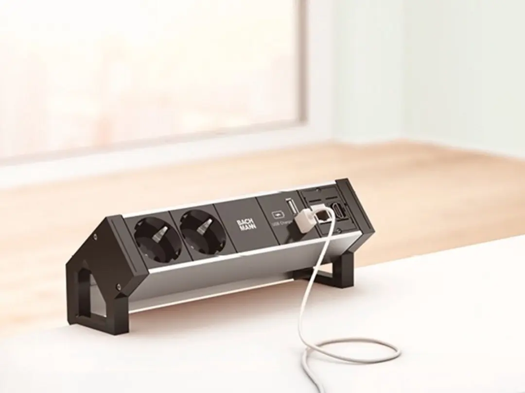 Bachmann Bureau 2 Stekkerdoos 937.001 - Alu Zwart - afbeelding 2 van 2