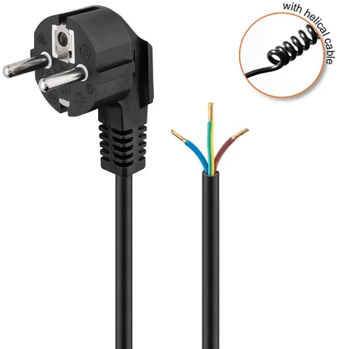 Bachmann Spiraalkabel CEE 7/7 3x1,50mm - 2 meter - Zwart - afbeelding 2 van 2