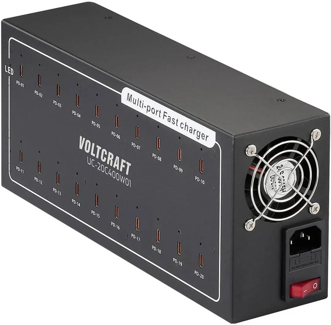 Voltcraft UC-20C400W01 USB-laadstation 400W - Zwart - afbeelding 3 van 4