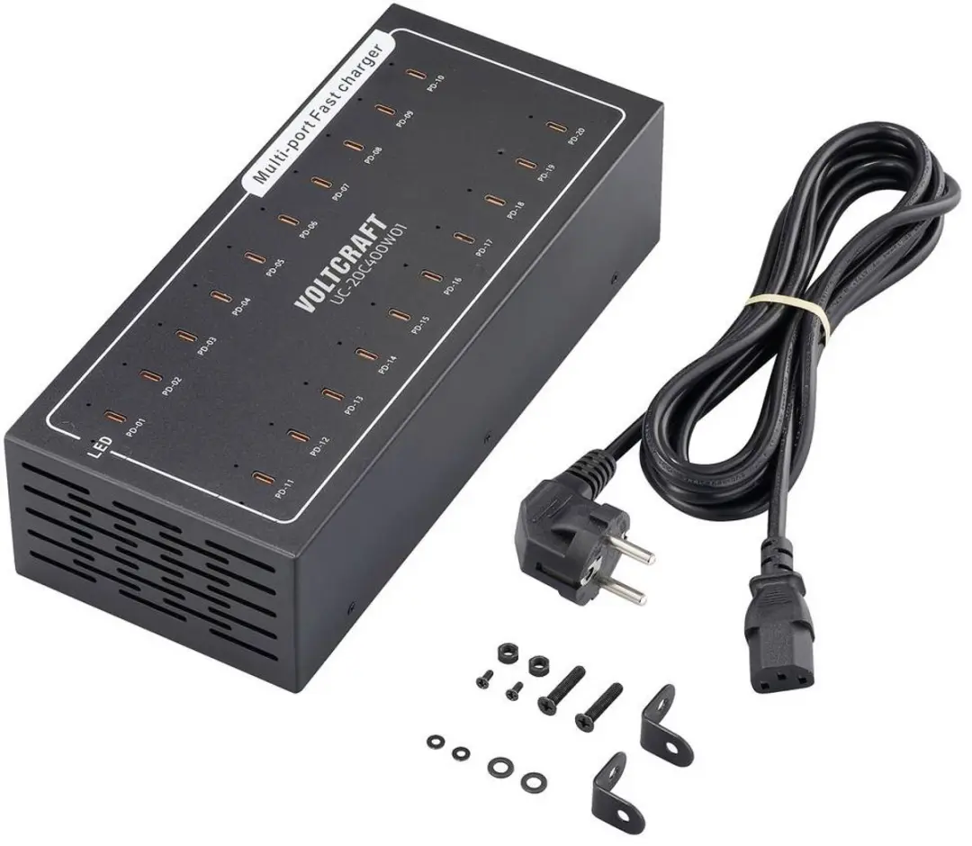 Voltcraft UC-20C400W01 USB-laadstation 400W - Zwart - afbeelding 4 van 4