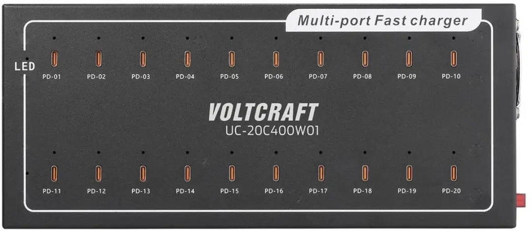 Voltcraft UC-20C400W01 USB-laadstation 400W - Zwart - afbeelding 2 van 4