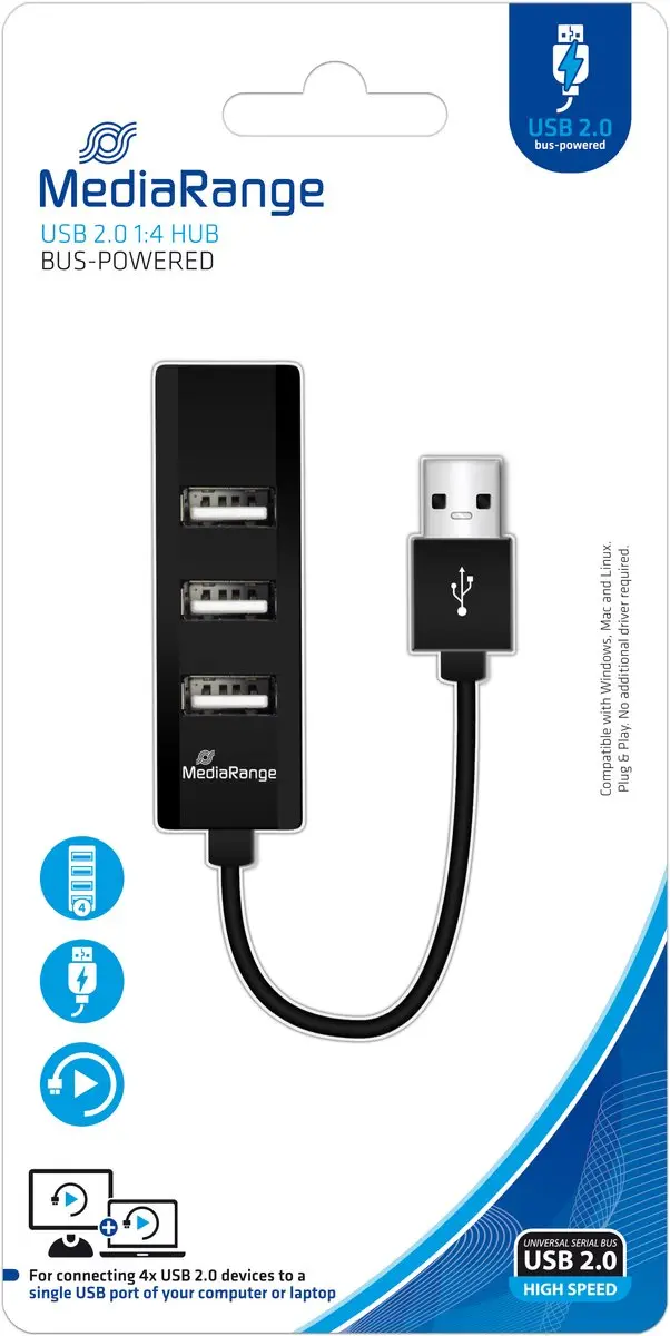 MediaRange MRCS502 USB-hub - 4 USB-A poorten - afbeelding 2 van 4