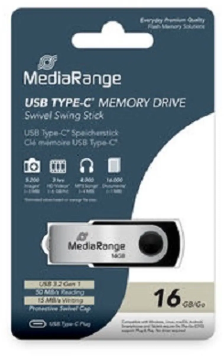 MediaRange MR1951 USB-stick 16GB USB-C - afbeelding 3 van 3