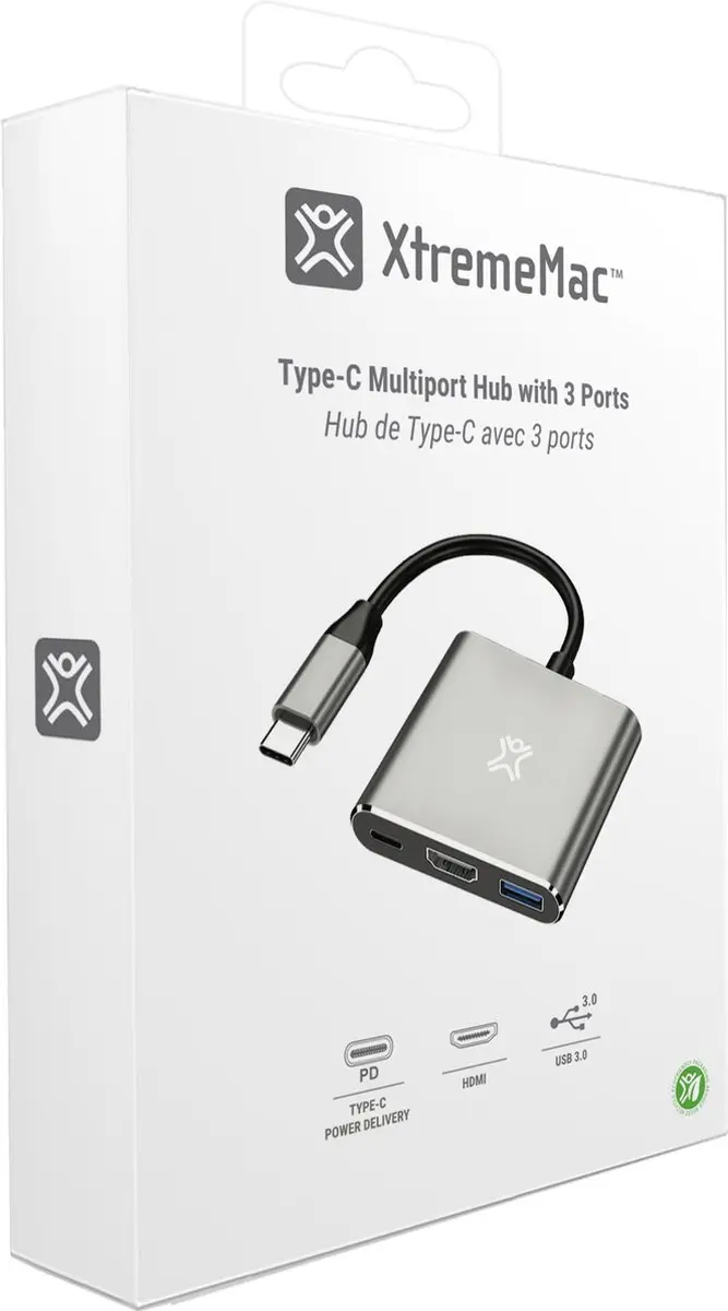 XtremeMac USB-C Hub XWH-HUB3-13 - 3 Poorten - Grijs - afbeelding 6 van 6