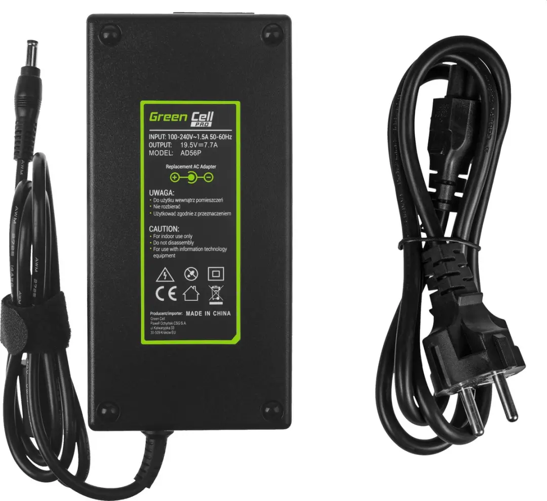 Green Cell AD56P Laptop Oplader 150W - Zwart - afbeelding 3 van 6