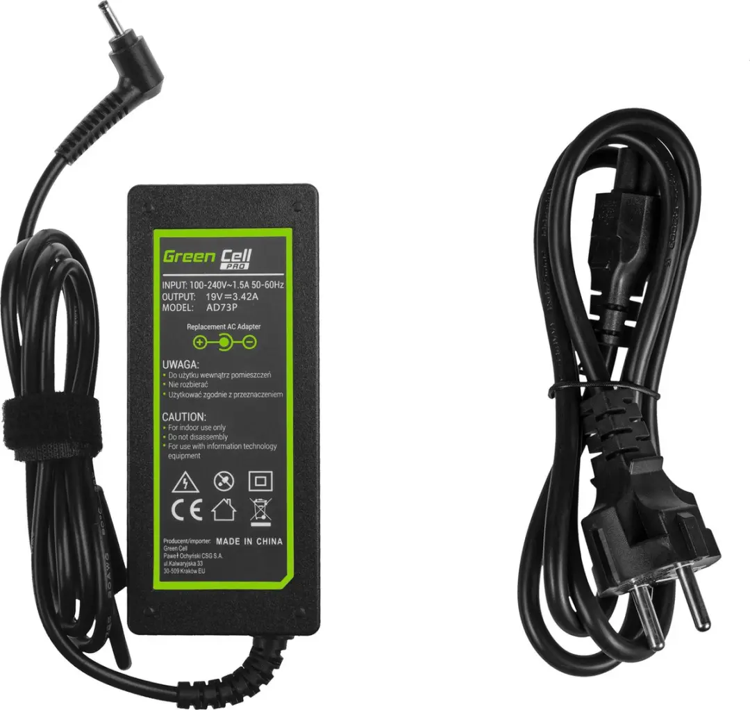 Green Cell AD73P Laptop Oplader - 65W - Zwart - afbeelding 2 van 5