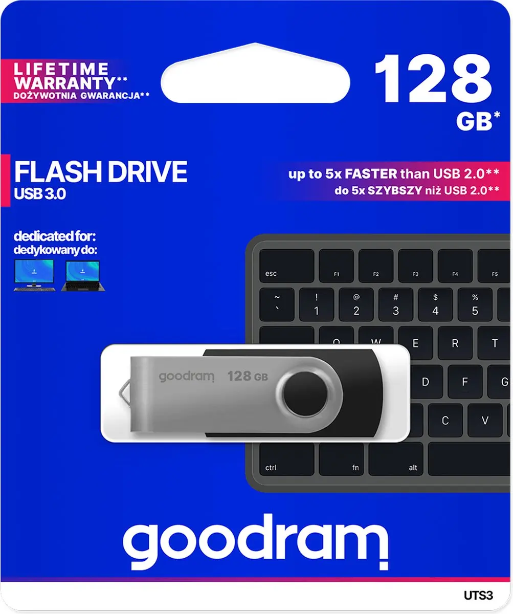 Goodram UTS3 UTS3-1280K0R11 USB-stick 128GB - Zwart - afbeelding 5 van 6