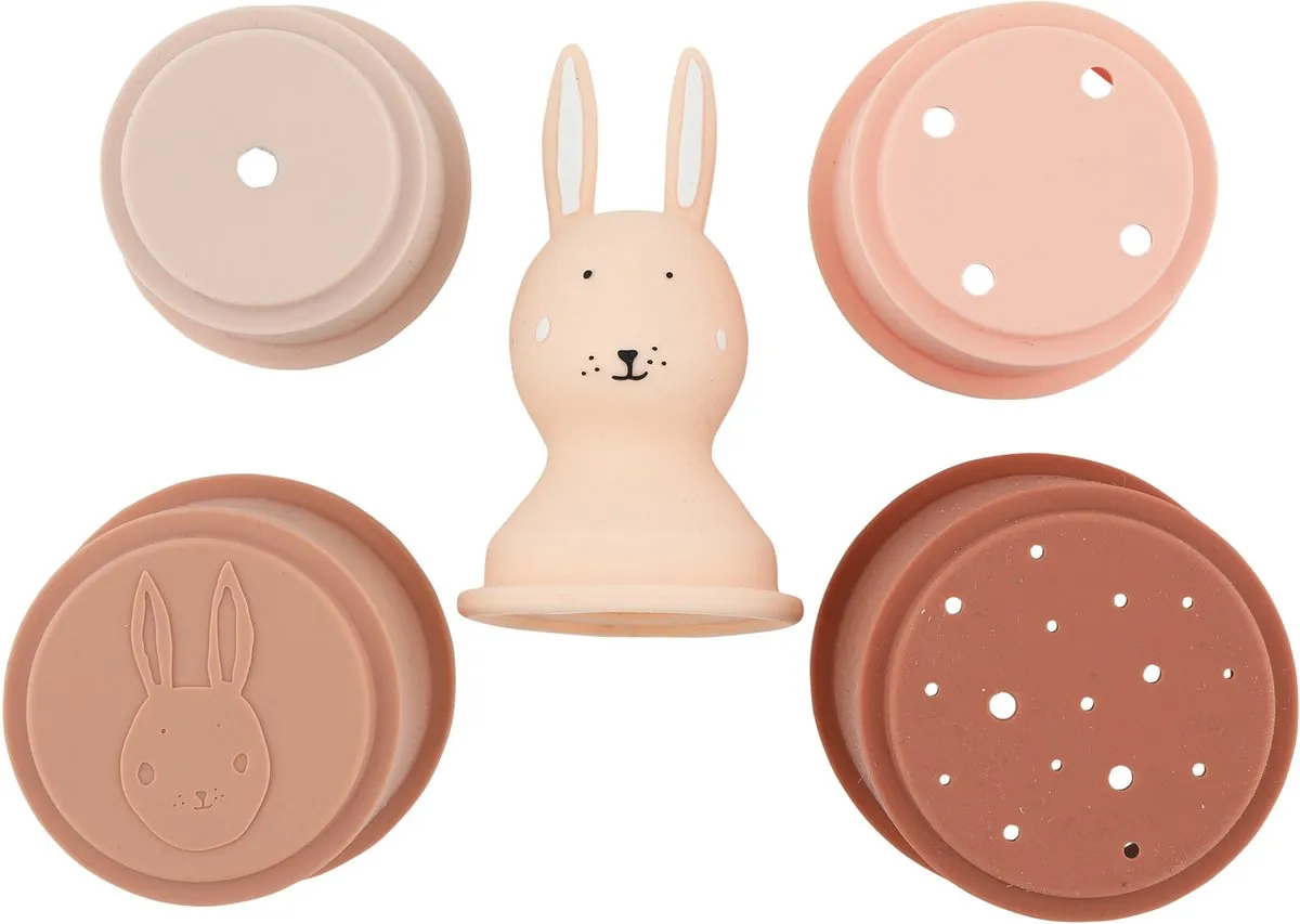 Trixie Stapelpotjes Mrs. Rabbit Siliconen Badspeelgoed - 5 Stuks - Roze