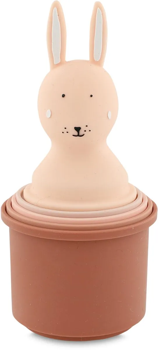 Trixie Stapelpotjes Mrs. Rabbit Siliconen Badspeelgoed - 5 Stuks - Roze