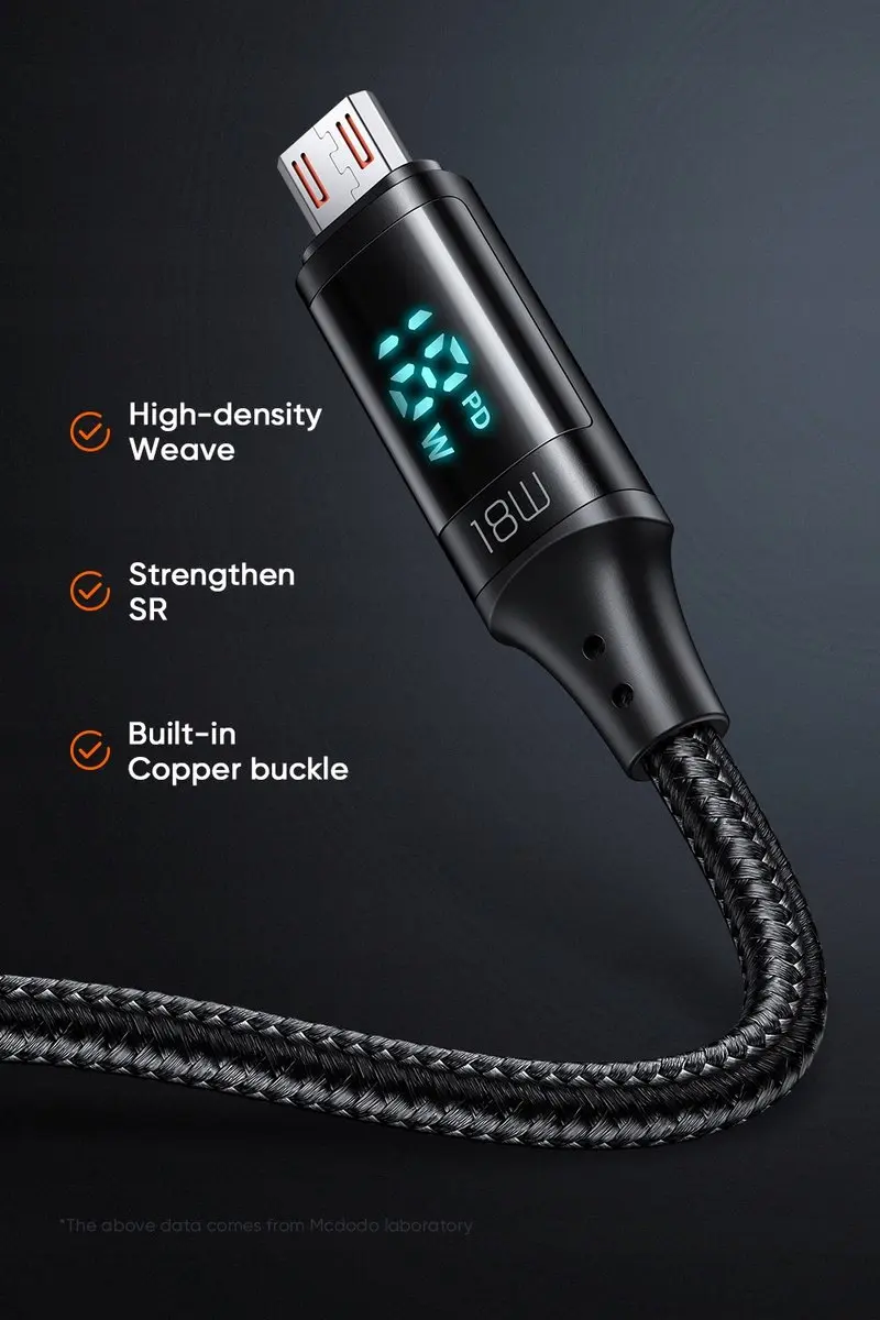 Mcdodo CA-1070 USB naar Micro USB Kabel - 3A - 1,2m - Zwart - afbeelding 6 van 6