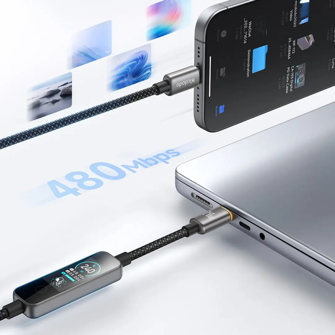 MCDODO CA-8750 USB-C naar USB-C Kabel 240W - 1.2m - Zwart - afbeelding 4 van 6