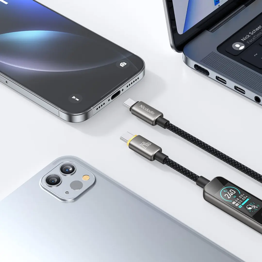 MCDODO CA-8750 USB-C naar USB-C Kabel 240W - 1.2m - Zwart - afbeelding 6 van 6