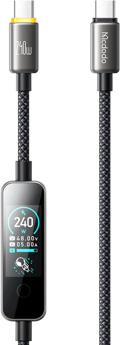 MCDODO CA-8750 USB-C naar USB-C Kabel 240W - 1.2m - Zwart - afbeelding 2 van 6