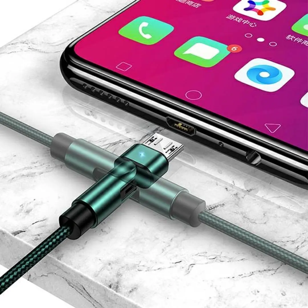 USAMS U60 microUSB kabel 1m - 2A - Groen - afbeelding 5 van 6