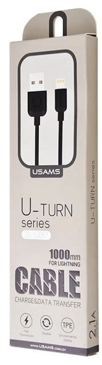 USAMS U-Turn Lightning Kabel US-SJ097 1m - Zwart - afbeelding 5 van 5