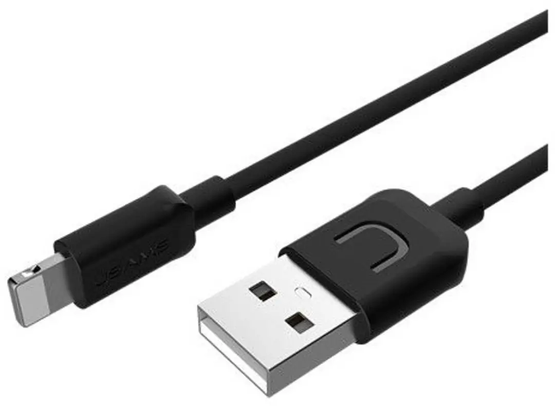USAMS U-Turn Lightning Kabel US-SJ097 1m - Zwart - afbeelding 3 van 5
