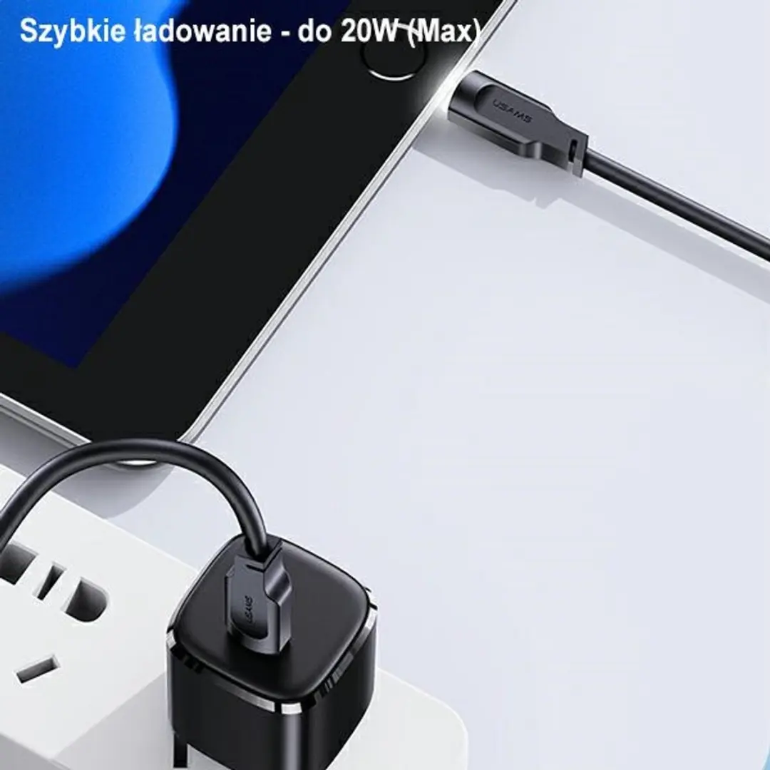 USAMS Lithe USB-C naar Lightning Kabel 20W 1,2m - Paars - afbeelding 6 van 6