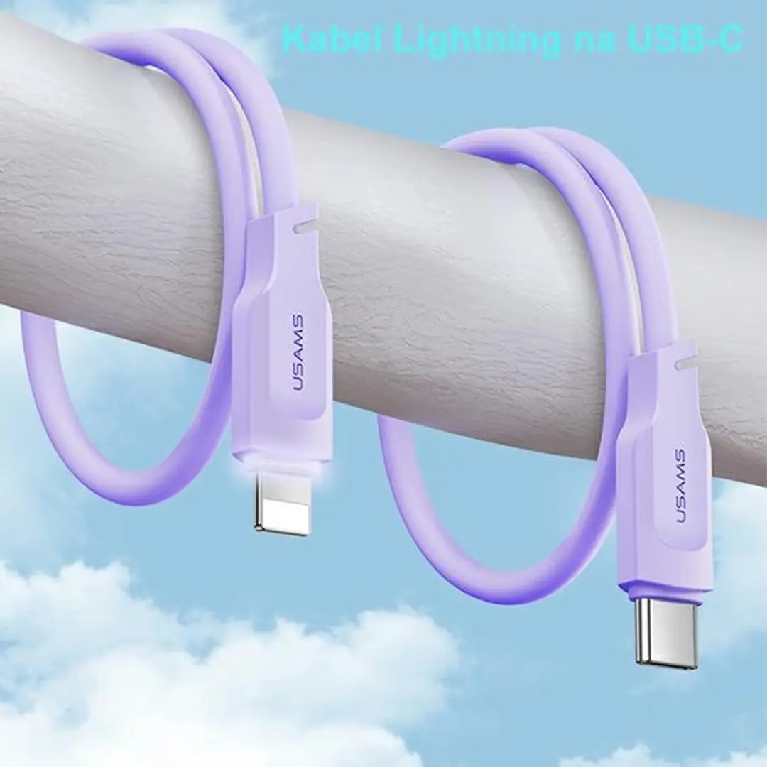 USAMS Lithe USB-C naar Lightning Kabel 20W 1,2m - Paars - afbeelding 5 van 6