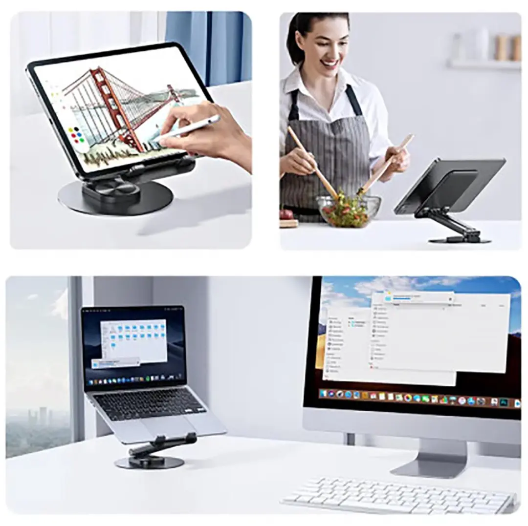 USAMS Bureaustandaard voor Telefoon en Tablet 4,7-12 inch - Zwart - afbeelding 2 van 6