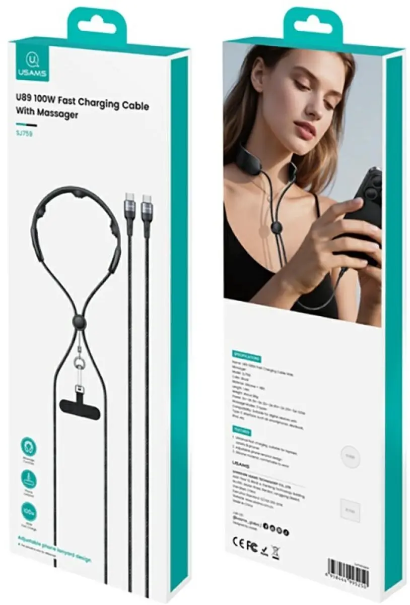 USAMS SJ759 U89 USB-kabel 100W met Massage - afbeelding 6 van 6