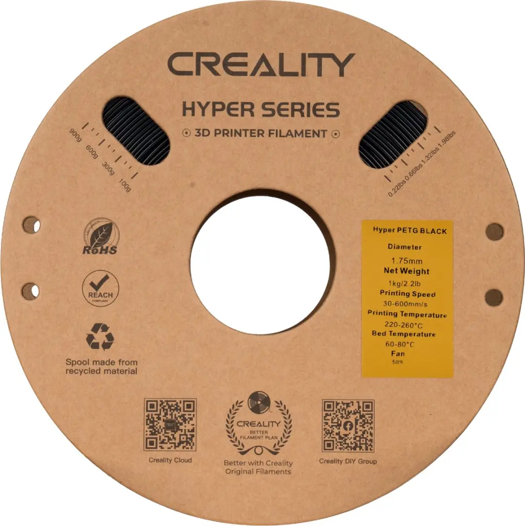 Creality Hyper PETG Filament 1,75mm 1kg - Zwart - afbeelding 2 van 6