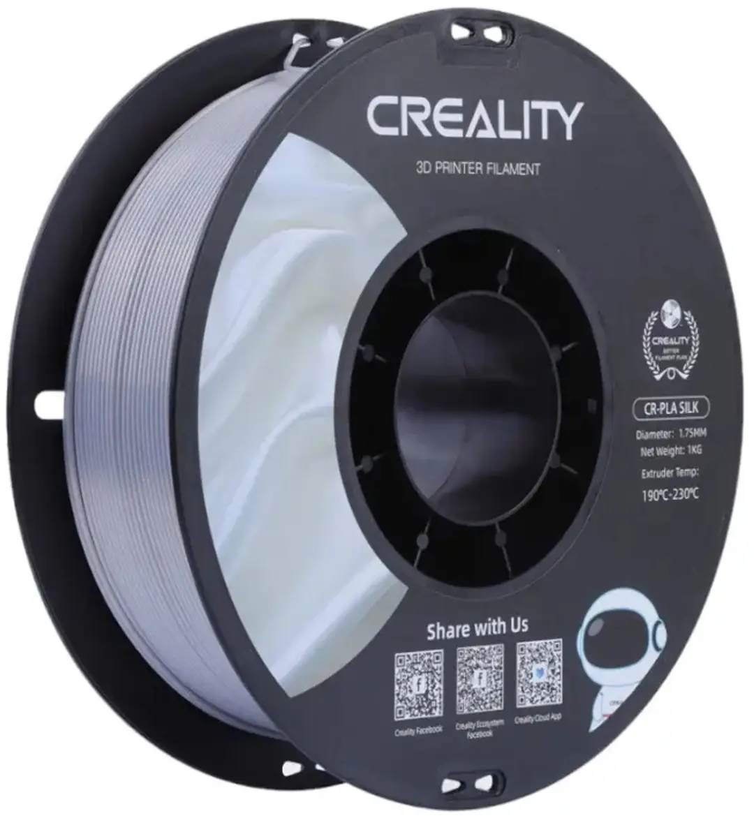 Creality CR-PLA Silk Filament 1.75mm - 1kg - Zilver - afbeelding 6 van 6