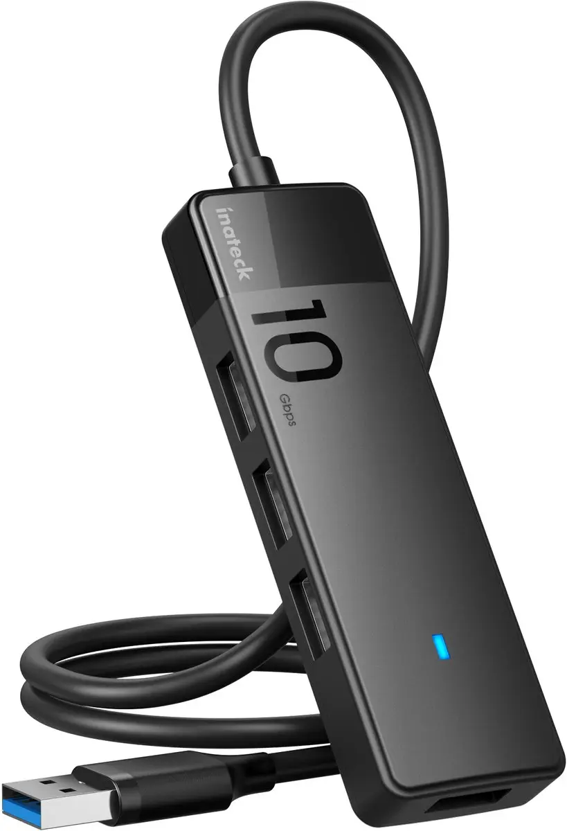 Inateck USB Hub 3.2 Gen 2, USB-verdeler met 4-poorts USB-A-poorten, 50 cm kabel,