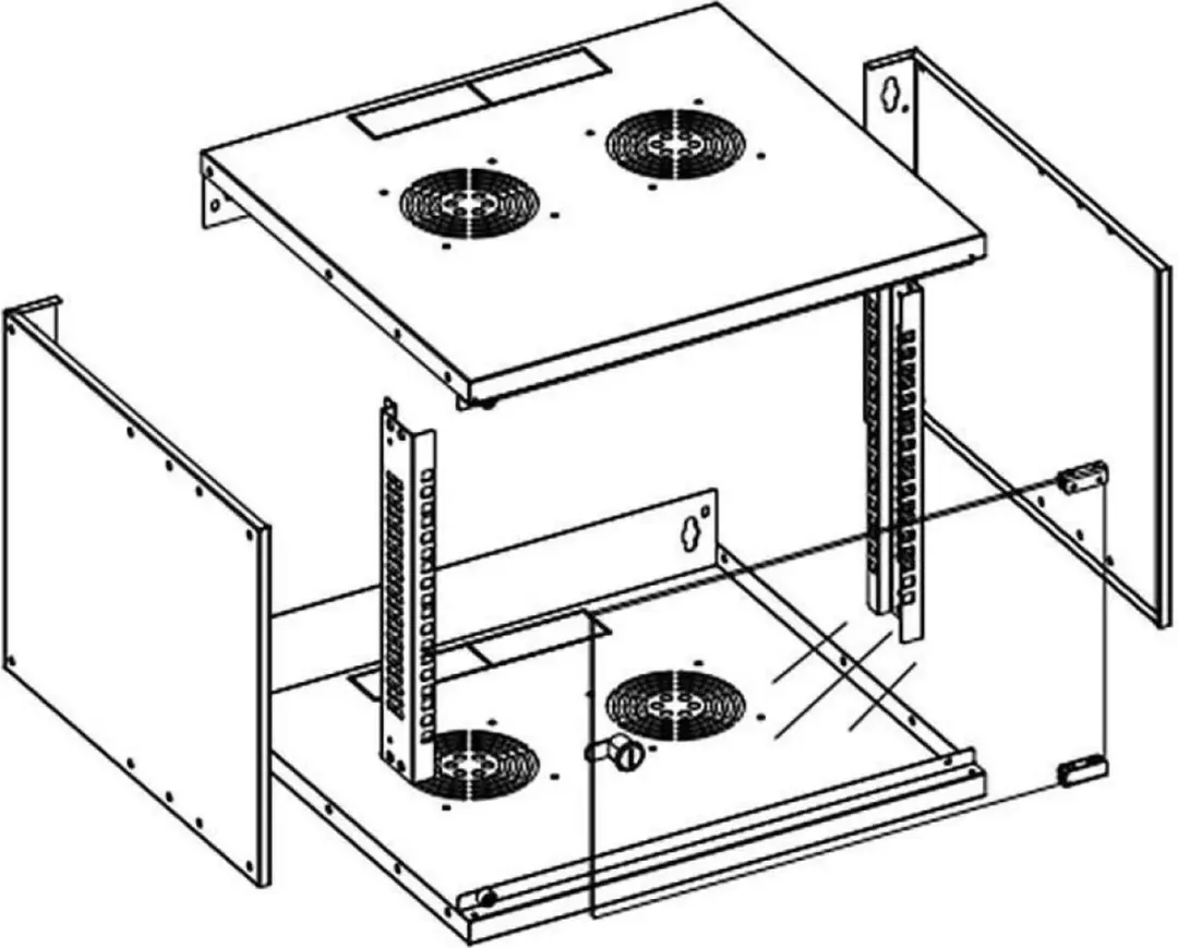 Techly I-CASE EL-1006B32 6U Wandkast - Zwart - afbeelding 4 van 6