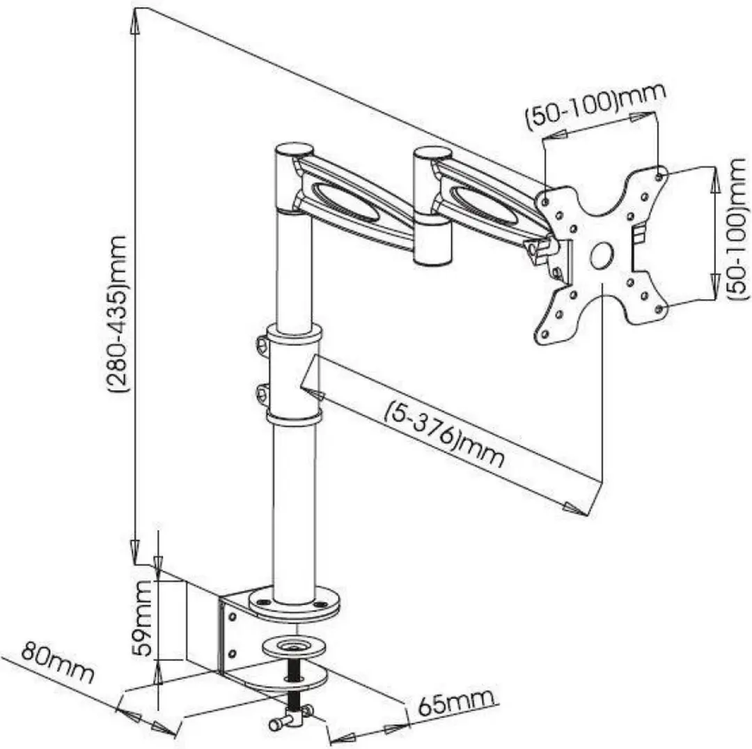 Techly ICA-LCD-502BK Bureausteun 13-27" - Zwart - afbeelding 2 van 6