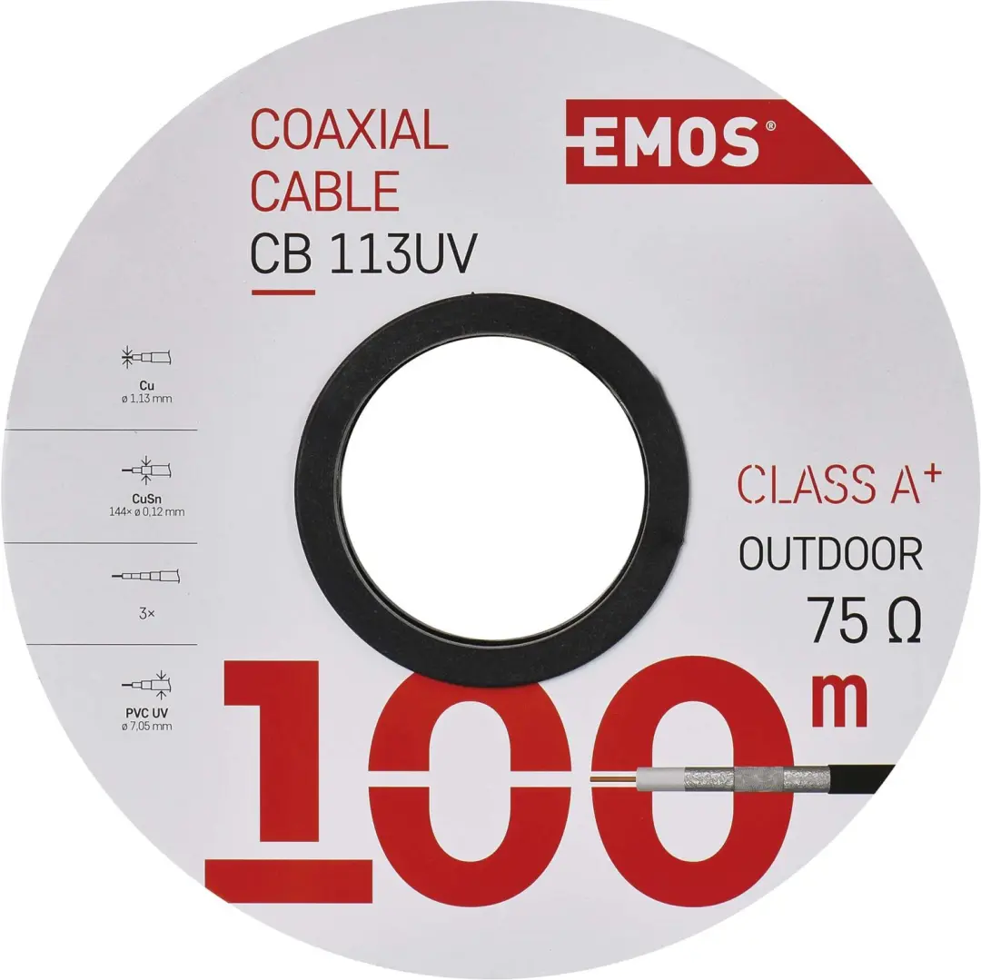 Emos CB113UV Coaxkabel 100m - Zwart - afbeelding 5 van 6