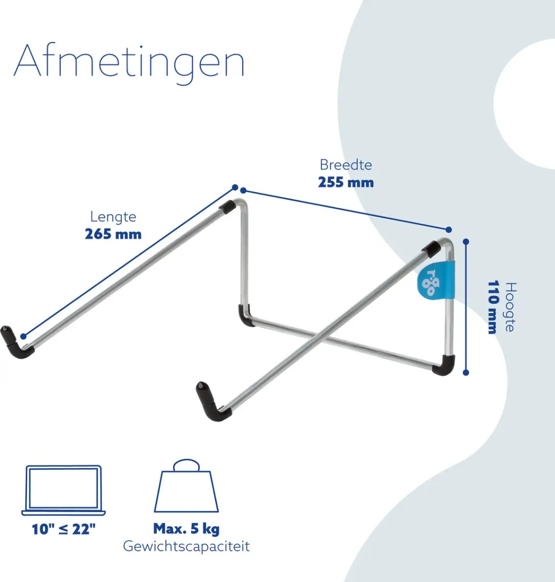 R-Go Tools Steel Basic Laptopstandaard - Zilver - afbeelding 2 van 6