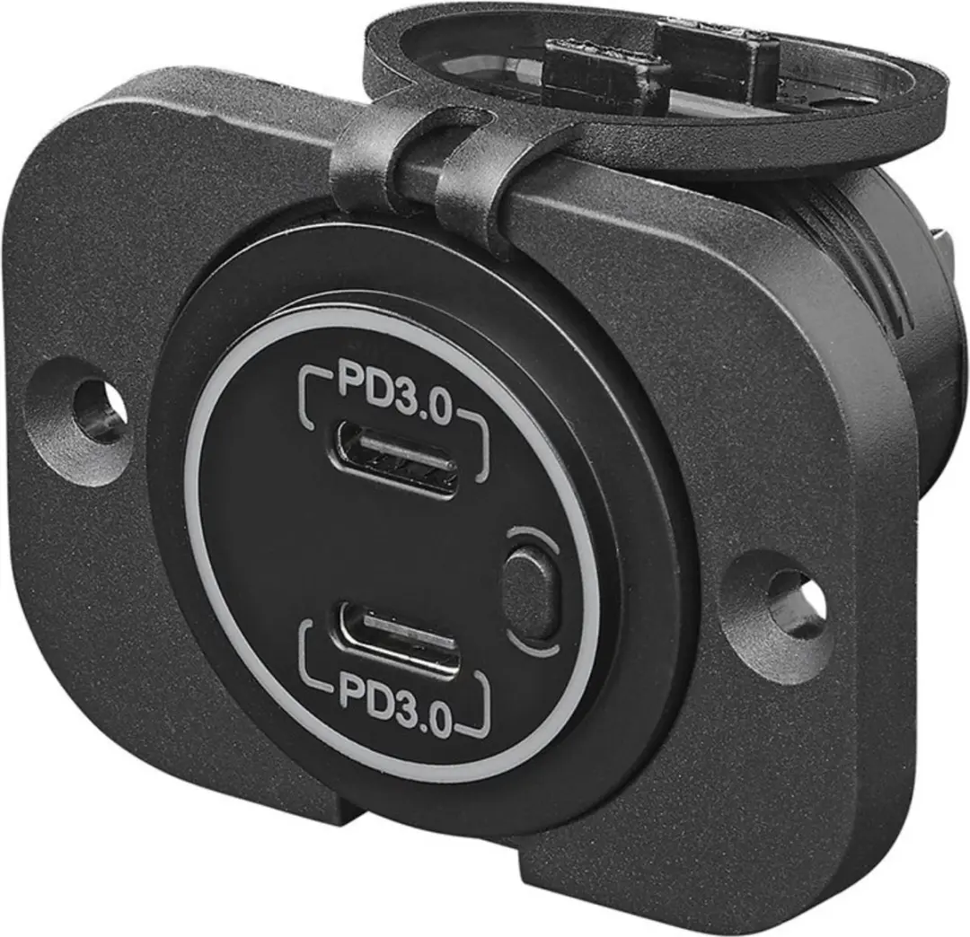 ProPlus USB Snellader Inbouw Type C 2 Weg 12V 24V met Montageplaat