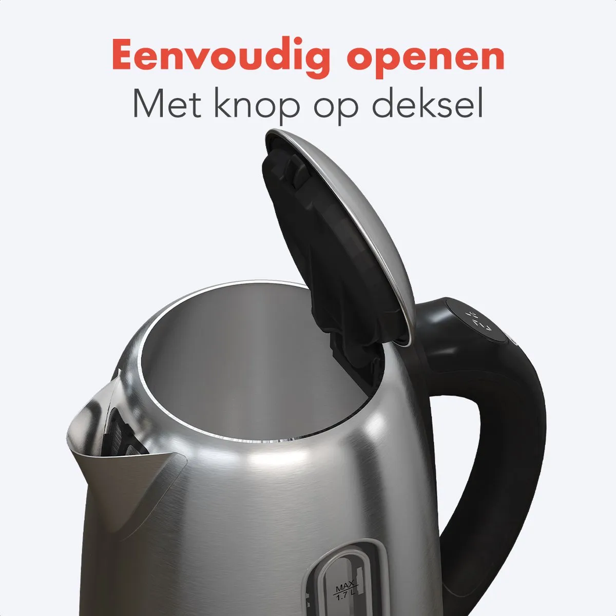 KitchenBrothers KB4065 Waterkoker 1,7L - 2200W - 7 Programma's - RVS