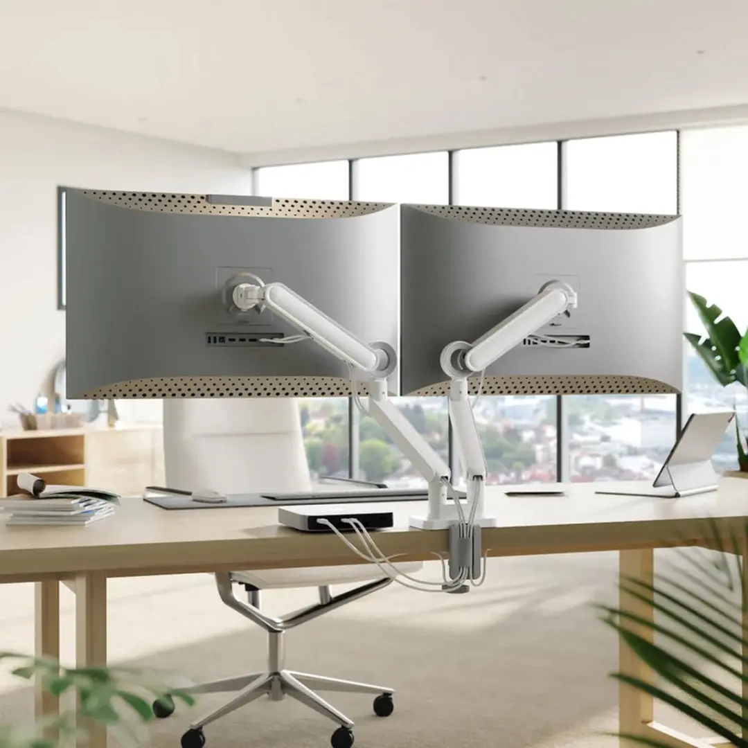 Alogic Glide C32GMA2 Monitorarm Duo - Wit - afbeelding 3 van 5