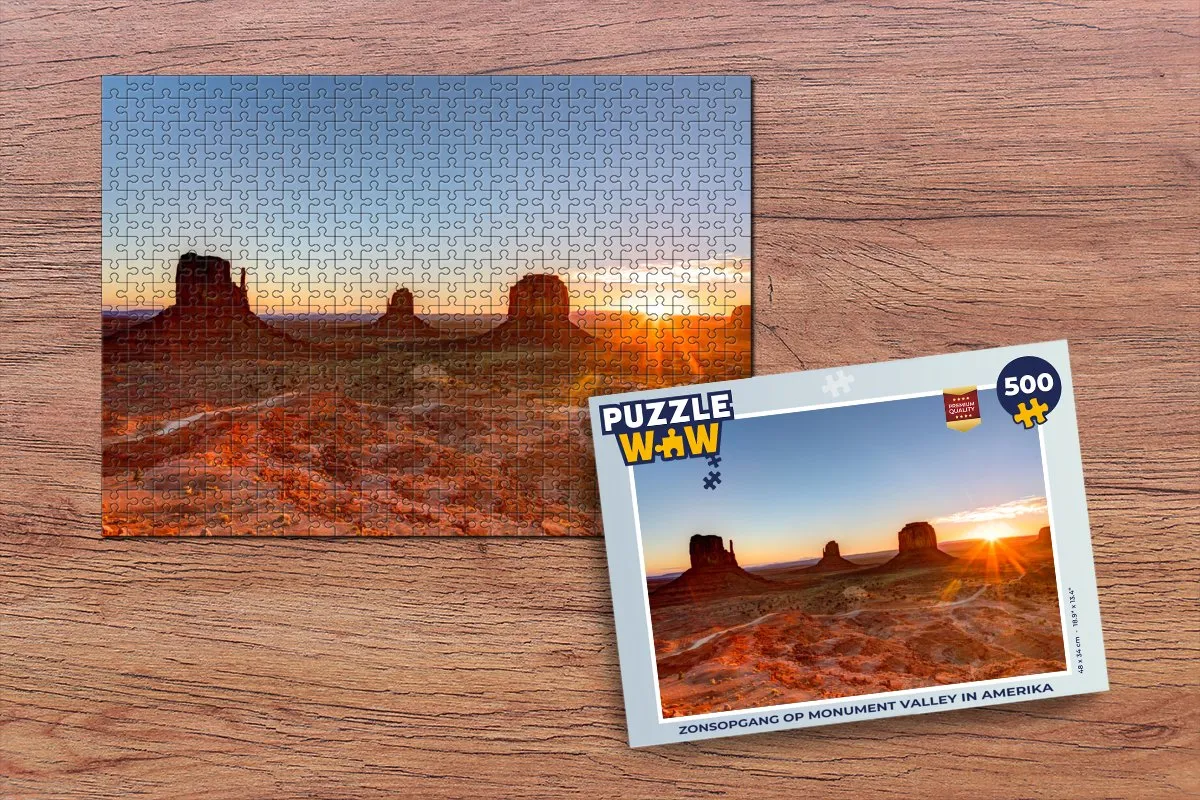 PuzzleWow Zonsopgang Monument Valley Legpuzzel 500 Stuks - Multicolor