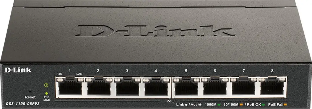D-Link DGS-1100-08PV2 Netwerk-switch - 8 PoE-poorten - 64W - afbeelding 4 van 5