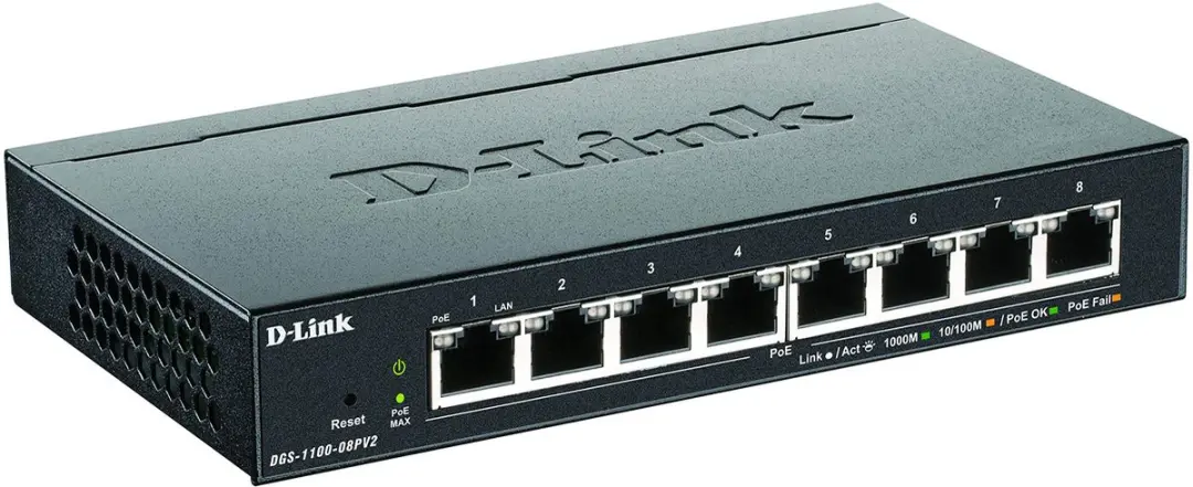 D-Link DGS-1100-08PV2 Netwerk-switch - 8 PoE-poorten - 64W - afbeelding 3 van 5