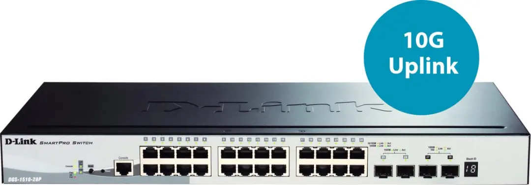 D-Link DGS-1510-28P/E Managed Switch - Zwart - afbeelding 2 van 4