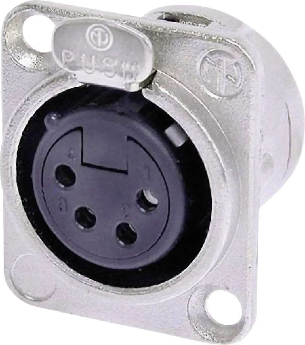 Neutrik NC4FD-L-1 XLR-connector Flensbus, contacten recht Aantal polen: 4 Zilver